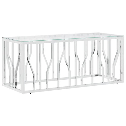 Tavolino da Salotto 110x45x45 cm in Acciaio Inox e Vetro | homemem39