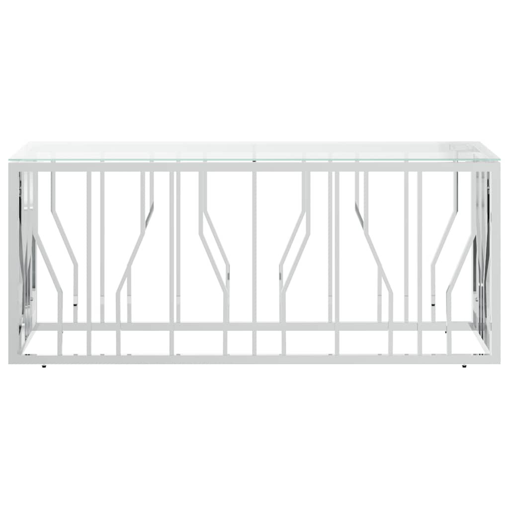 Tavolino da Salotto 110x45x45 cm in Acciaio Inox e Vetro | homemem39