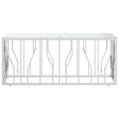 Tavolino da Salotto 110x45x45 cm in Acciaio Inox e Vetro | homemem39