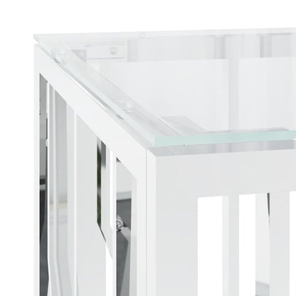Tavolino da Salotto 110x45x45 cm in Acciaio Inox e Vetro | homemem39