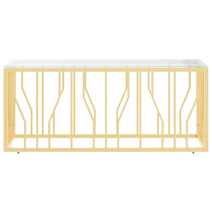 Tavolino da Salotto 110x45x45 cm in Acciaio Inox e Vetro