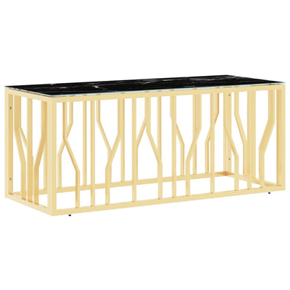 Tavolino da Salotto Oro110x45x45 cm in Acciaio Inox e Vetro | homemem39