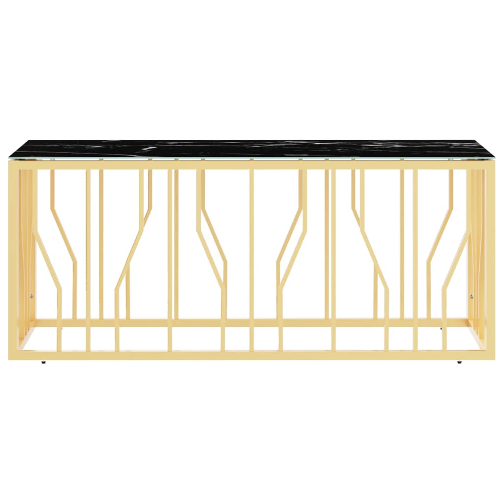 Tavolino da Salotto Oro110x45x45 cm in Acciaio Inox e Vetro | homemem39