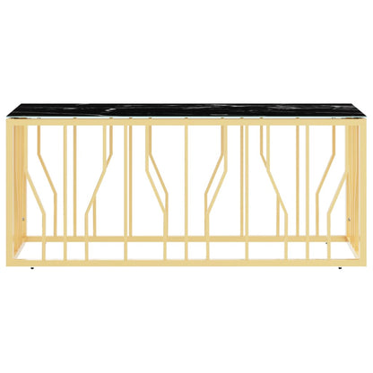 Tavolino da Salotto Oro110x45x45 cm in Acciaio Inox e Vetro | homemem39