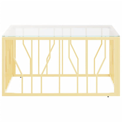 Tavolino da Salotto Oro 80x80x40 cm in Acciaio Inox e Vetro | homemem39