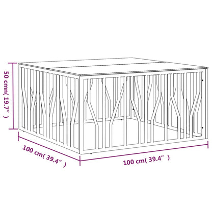 Tavolino da Salotto 100x100x50 cm in Acciaio Inox e Vetro | homemem39