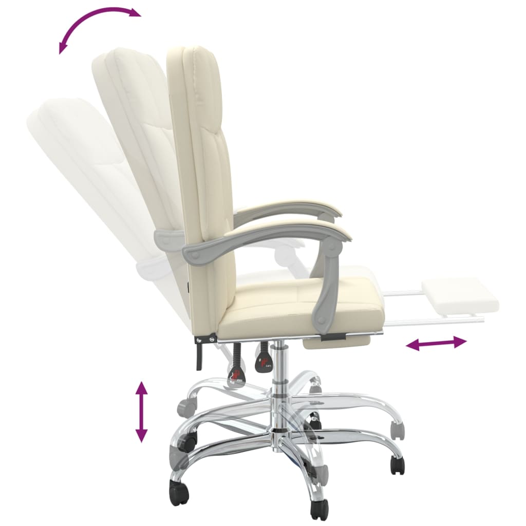 Poltrona da Ufficio Reclinabile Crema in Similpelle | homemem39