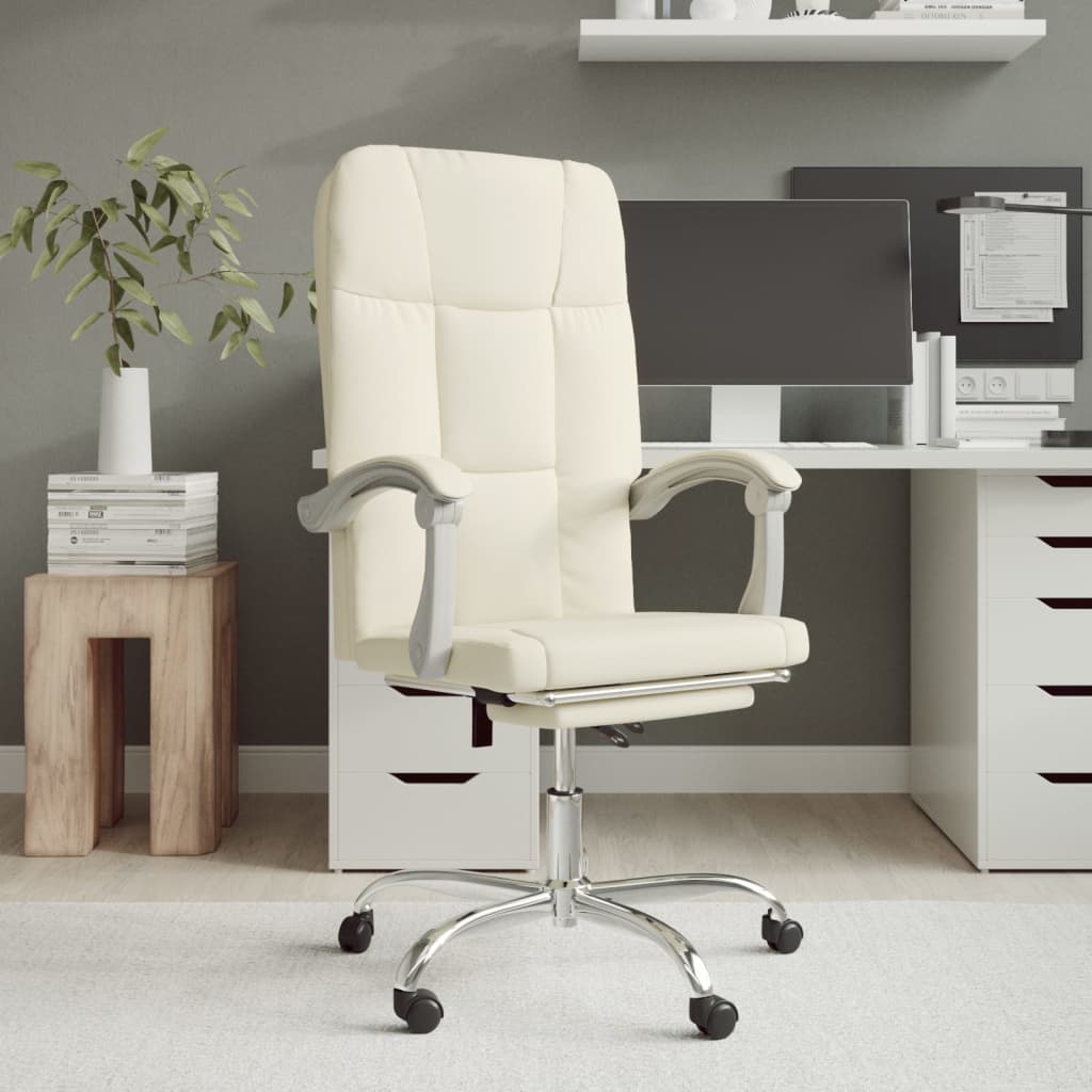 Poltrona da Ufficio Reclinabile Crema in Similpelle | homemem39