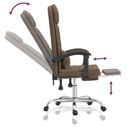 Sedia da Ufficio Massaggio Reclinabile Marrone in Tessuto