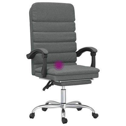 Sedia da Ufficio Massaggio Reclinabile Grigio Scuro in Tessuto