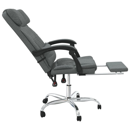 Sedia da Ufficio Massaggio Reclinabile Grigio Scuro in Tessuto