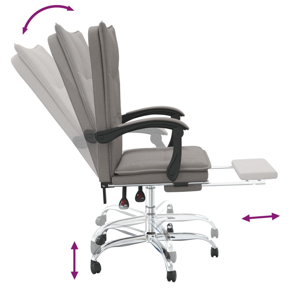 Poltrona da Ufficio Reclinabile Tortora in Tessuto