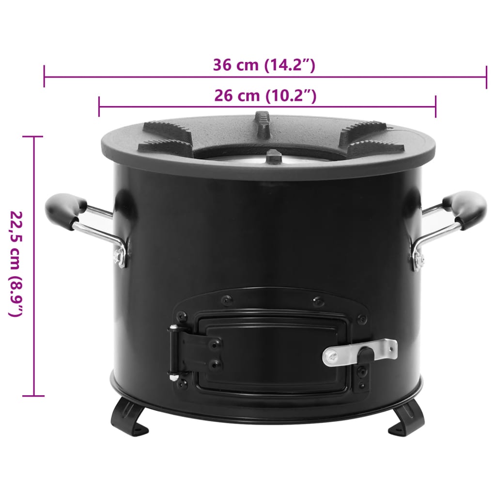 Stufa a Legna da Campeggio Nera 36x26x22,5 cm Metallo - homemem39
