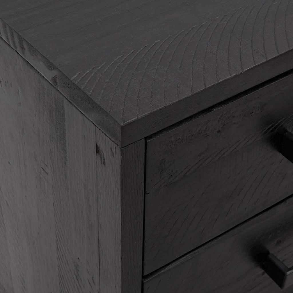 Comodino Nero 36x30x45 cm in Legno Massello di Pino | homemem39