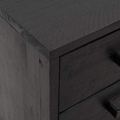 Comodino Nero 36x30x45 cm in Legno Massello di Pino | homemem39