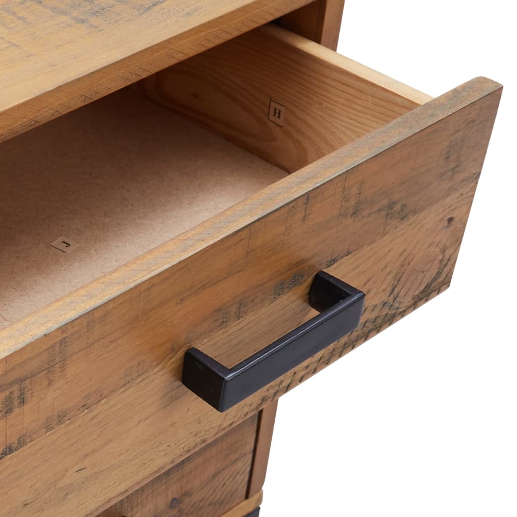 Comodino Marrone 40x30x55 cm Legno Massello di Pino Riciclato - homemem39