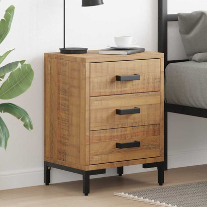 Comodino Marrone 40x30x55 cm Legno Massello di Pino Riciclato | homemem39