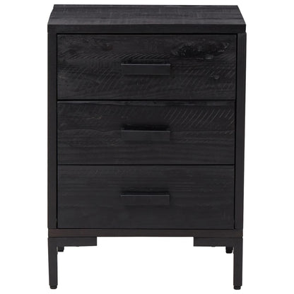 Comodino Nero 40x30x55 cm Legno Massello di Pino Riciclato - homemem39