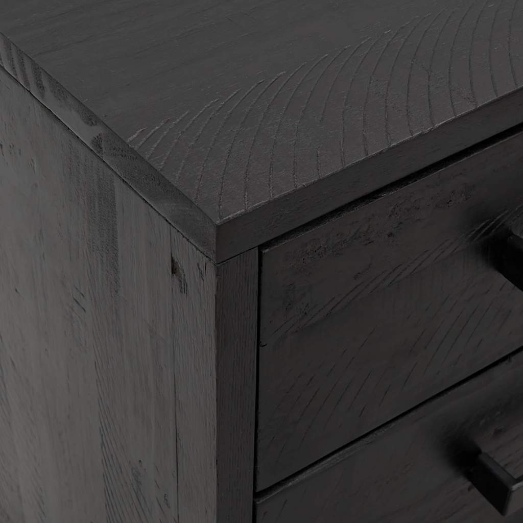 Comodino Nero 40x30x55 cm Legno Massello di Pino Riciclato | homemem39