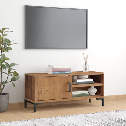 Mobile TV Marrone 90x30x40 cm in Legno Massello di Pino | homemem39