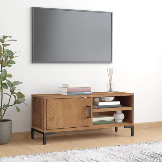 Mobile TV Marrone 90x30x40 cm in Legno Massello di Pino | homemem39