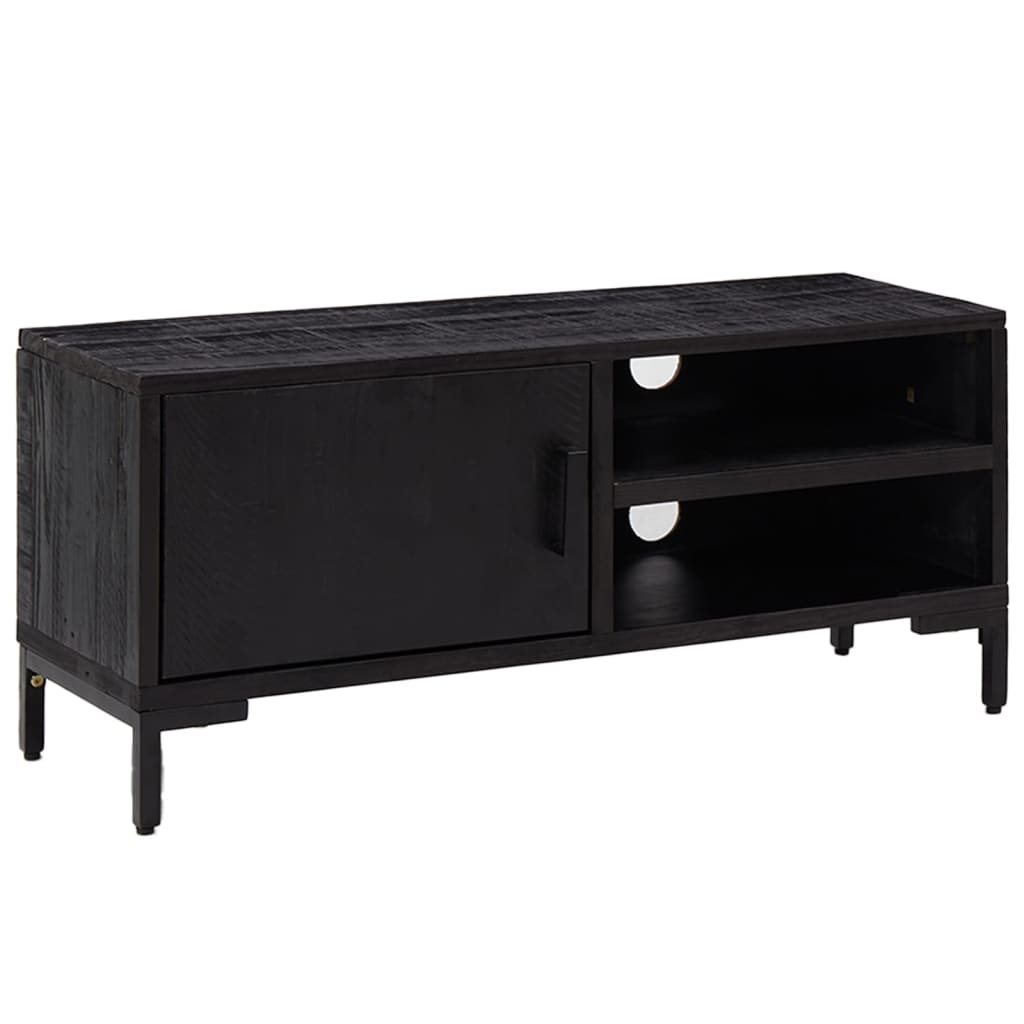 Mobile TV Nero 90x30x40 cm in Legno Massello di Pino - homemem39