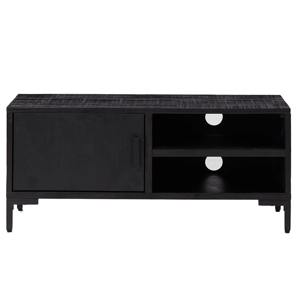 Mobile TV Nero 90x30x40 cm in Legno Massello di Pino - homemem39