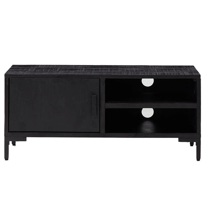 Mobile TV Nero 90x30x40 cm in Legno Massello di Pino - homemem39