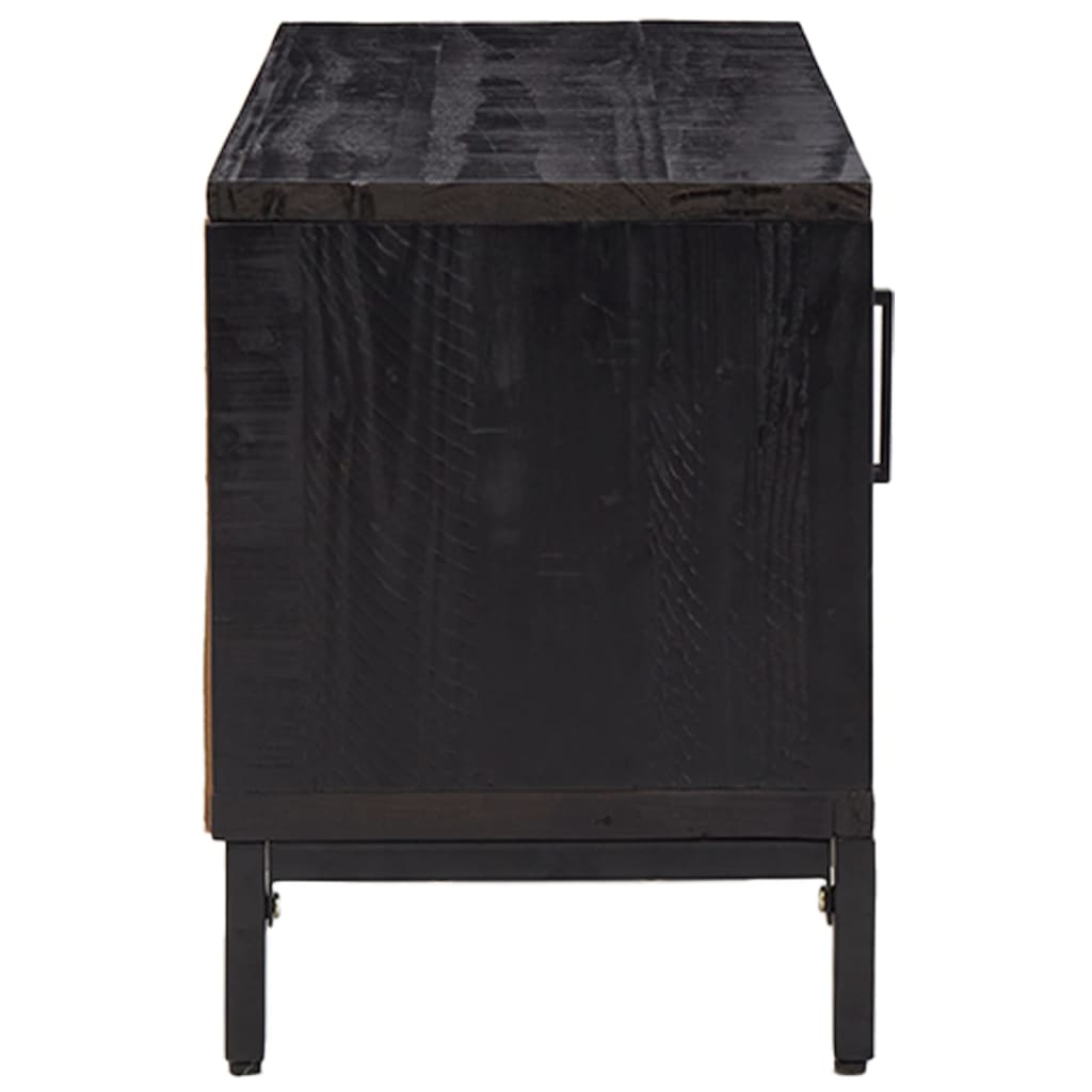 Mobile TV Nero 90x30x40 cm in Legno Massello di Pino - homemem39