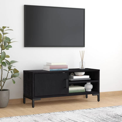 Mobile TV Nero 90x30x40 cm in Legno Massello di Pino - homemem39