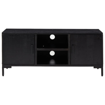 Mobile TV Nero 110x35x48 cm in Legno Massello di Pino - homemem39