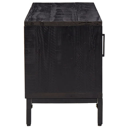 Mobile TV Nero 110x35x48 cm in Legno Massello di Pino - homemem39