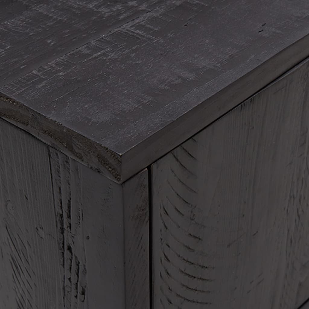 Mobile TV Nero 110x35x48 cm in Legno Massello di Pino - homemem39