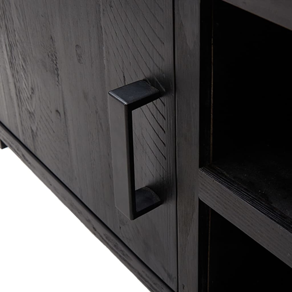Mobile TV Nero 110x35x48 cm in Legno Massello di Pino - homemem39