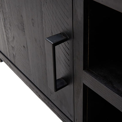 Mobile TV Nero 110x35x48 cm in Legno Massello di Pino - homemem39