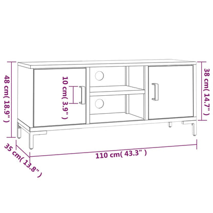 Mobile TV Nero 110x35x48 cm in Legno Massello di Pino - homemem39