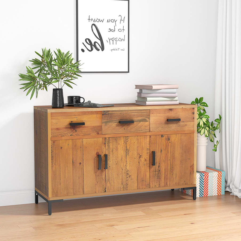 Credenza Marrone 110x35x70 cm in Legno Massello di Pino - homemem39