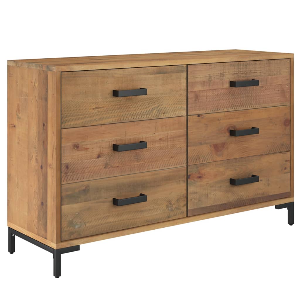 Credenza Marrone 110x35x70 cm in Legno Massello di Pino - homemem39