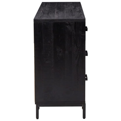 Credenza Nera 110x35x70 cm in Legno Massello di Pino - homemem39