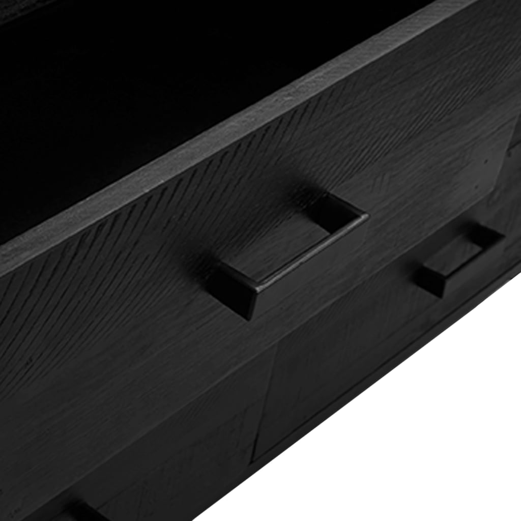 Credenza Nera 110x35x70 cm in Legno Massello di Pino - homemem39