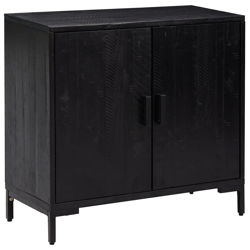 Credenza Nera 75x35x70 cm in Legno Massello di Pino - homemem39