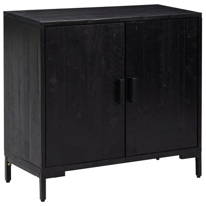 Credenza Nera 75x35x70 cm in Legno Massello di Pino - homemem39