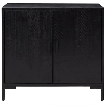 Credenza Nera 75x35x70 cm in Legno Massello di Pino - homemem39