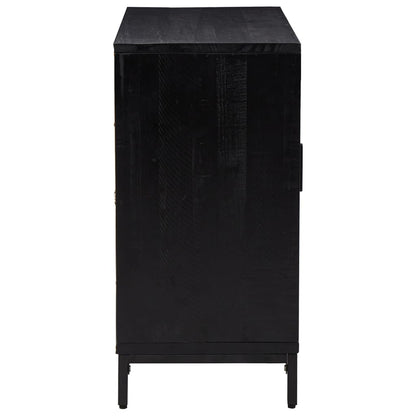 Credenza Nera 75x35x70 cm in Legno Massello di Pino - homemem39