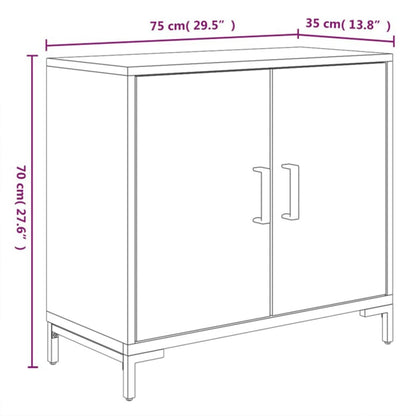 Credenza Nera 75x35x70 cm in Legno Massello di Pino - homemem39