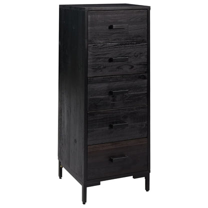 Cassettiera Nera 42x35x110 cm in Legno Massello di Pino - homemem39