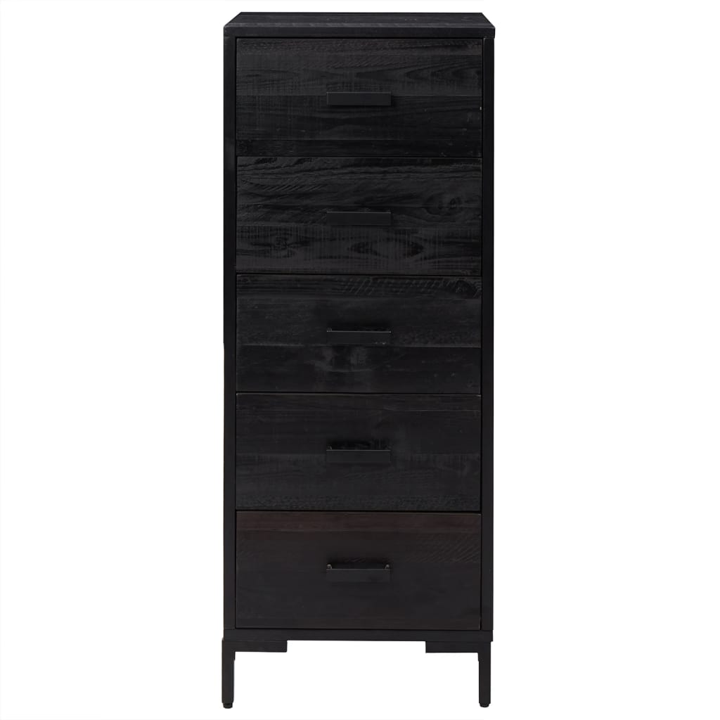 Cassettiera Nera 42x35x110 cm in Legno Massello di Pino - homemem39