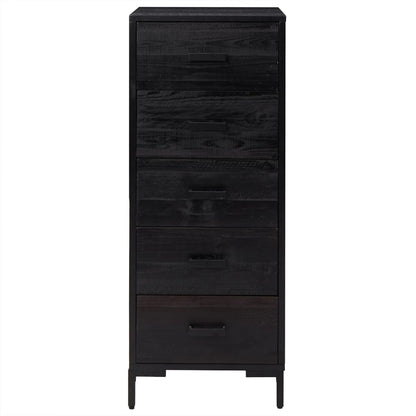 Cassettiera Nera 42x35x110 cm in Legno Massello di Pino - homemem39