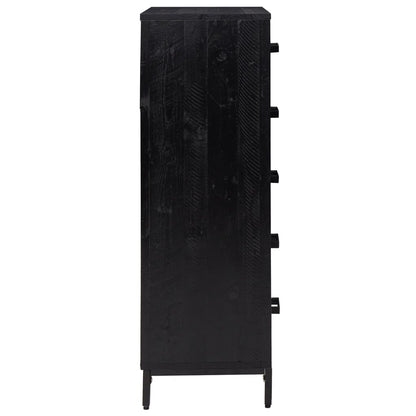 Cassettiera Nera 42x35x110 cm in Legno Massello di Pino - homemem39