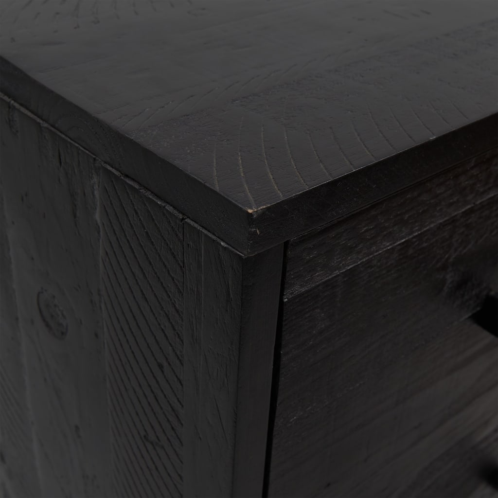 Cassettiera Nera 42x35x110 cm in Legno Massello di Pino - homemem39